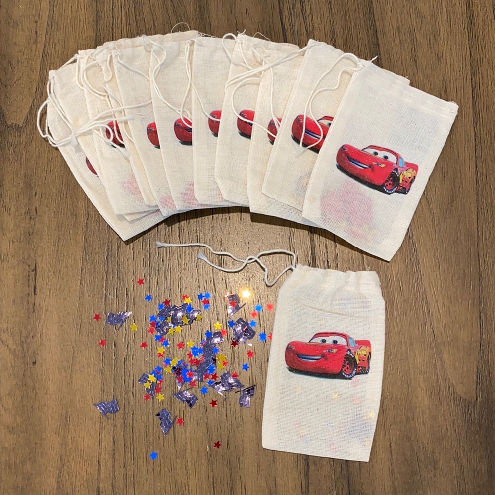 Disney Cars Canvas Goody Bags Filled w/Confetti